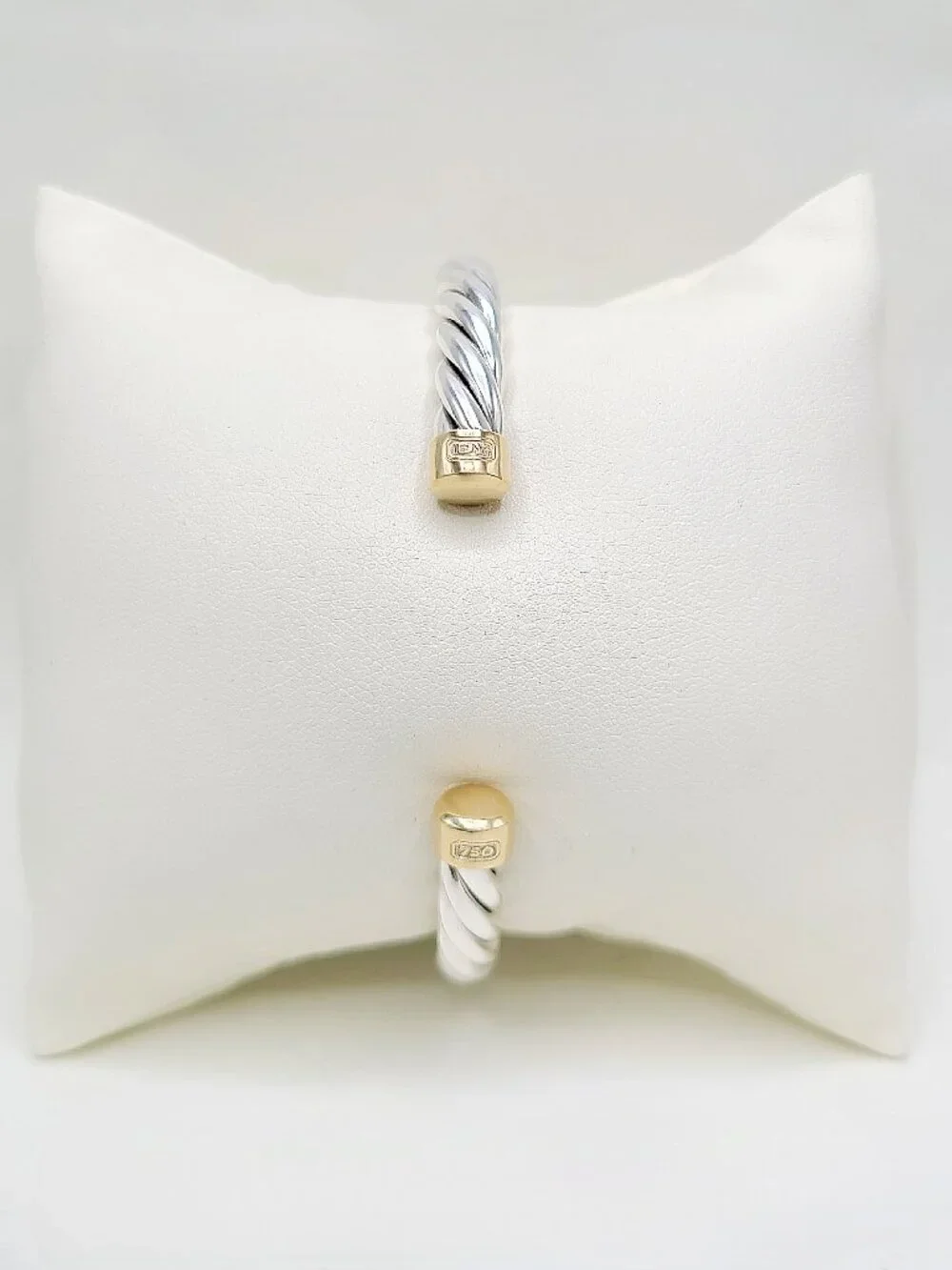David Yurman Cable Cuff Bracelet w/ Sterling Silver & 18K Yellow Gold - Medium
